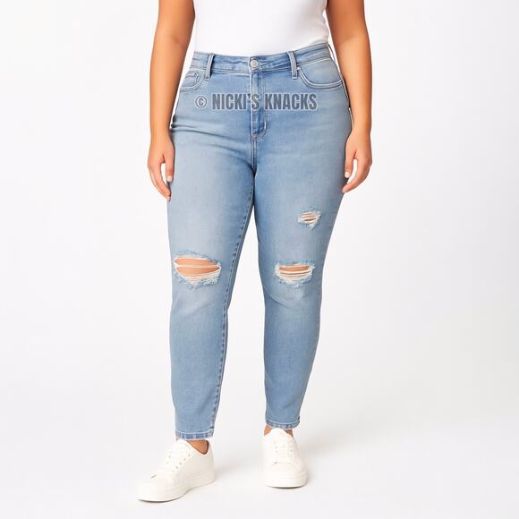 Abercrombie & Fitch High Rise Distressed Skinny Jeans Light Wash Size 24W - Picture 1 of 11